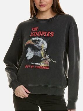 The Kooples Black Sweatshirt with Red Logo and Eagle Graphic